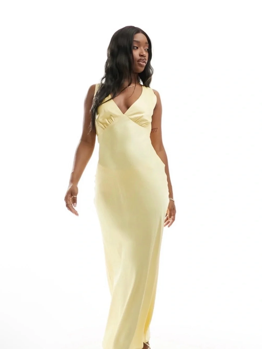 Abercrombie & Fitch Pale Yellow Cowl-Back Maxi Dress